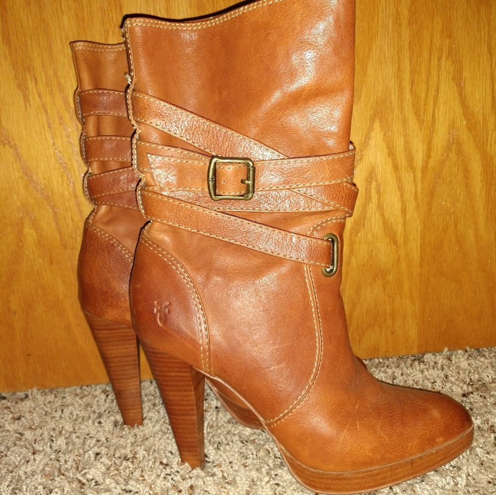 Frye brown leather sexy boots